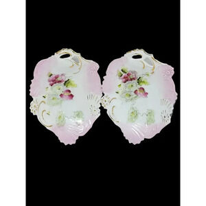 Vintage Fine China Hand Painted Floral Candy Dish Set
